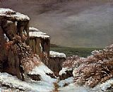 Cliffs by the Sea in the Snow by Gustave Courbet